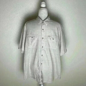 Woolrich Cotton Shirt Men's XL Beige Tan Neutral‎ Button Up Casual Street Wear
